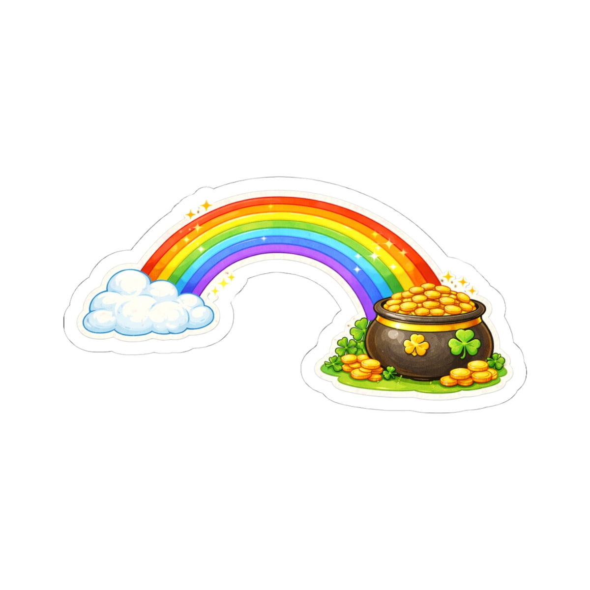 Rainbow to Pot of Gold Sticker — St. Patrick's Day Kiss-Cut Laptop Decal
