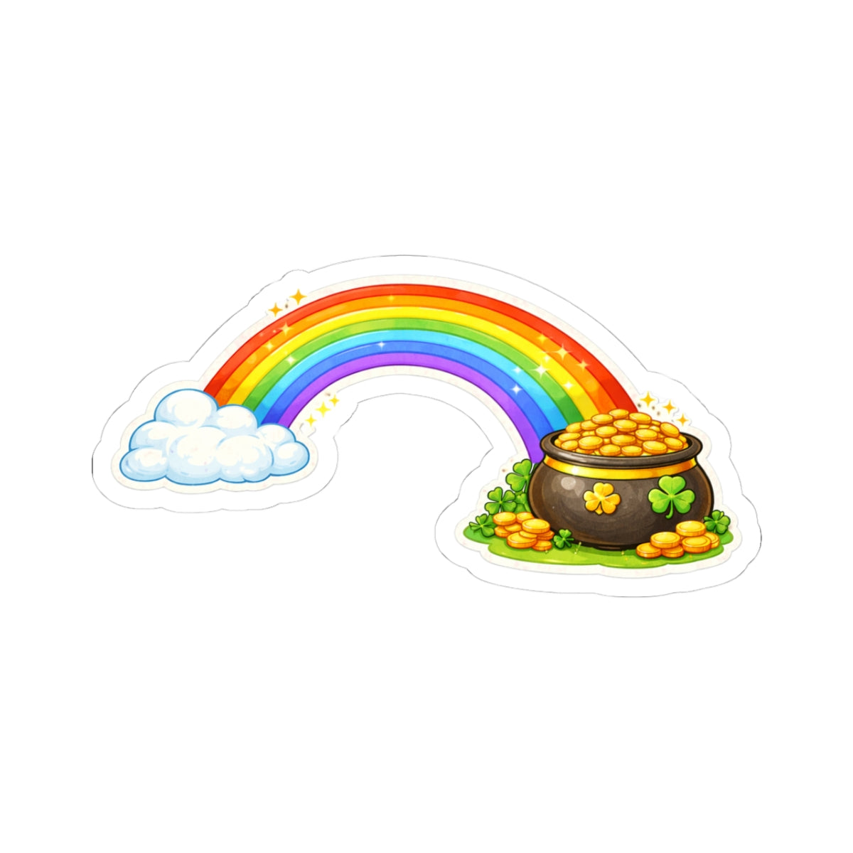 Rainbow to Pot of Gold Sticker — St. Patrick's Day Kiss-Cut Laptop Decal