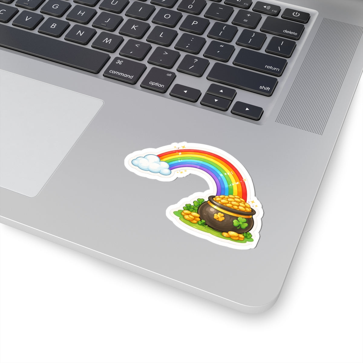 Pot of Gold Rainbow Sticker — St. Patrick's Day Kiss-Cut Decal