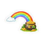 Pot of Gold Rainbow Sticker — St. Patrick's Day Kiss-Cut Decal