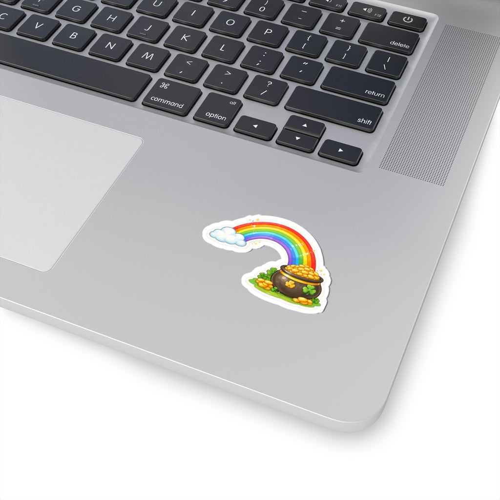 Pot of Gold Rainbow Sticker — St. Patrick's Day Kiss-Cut Decal