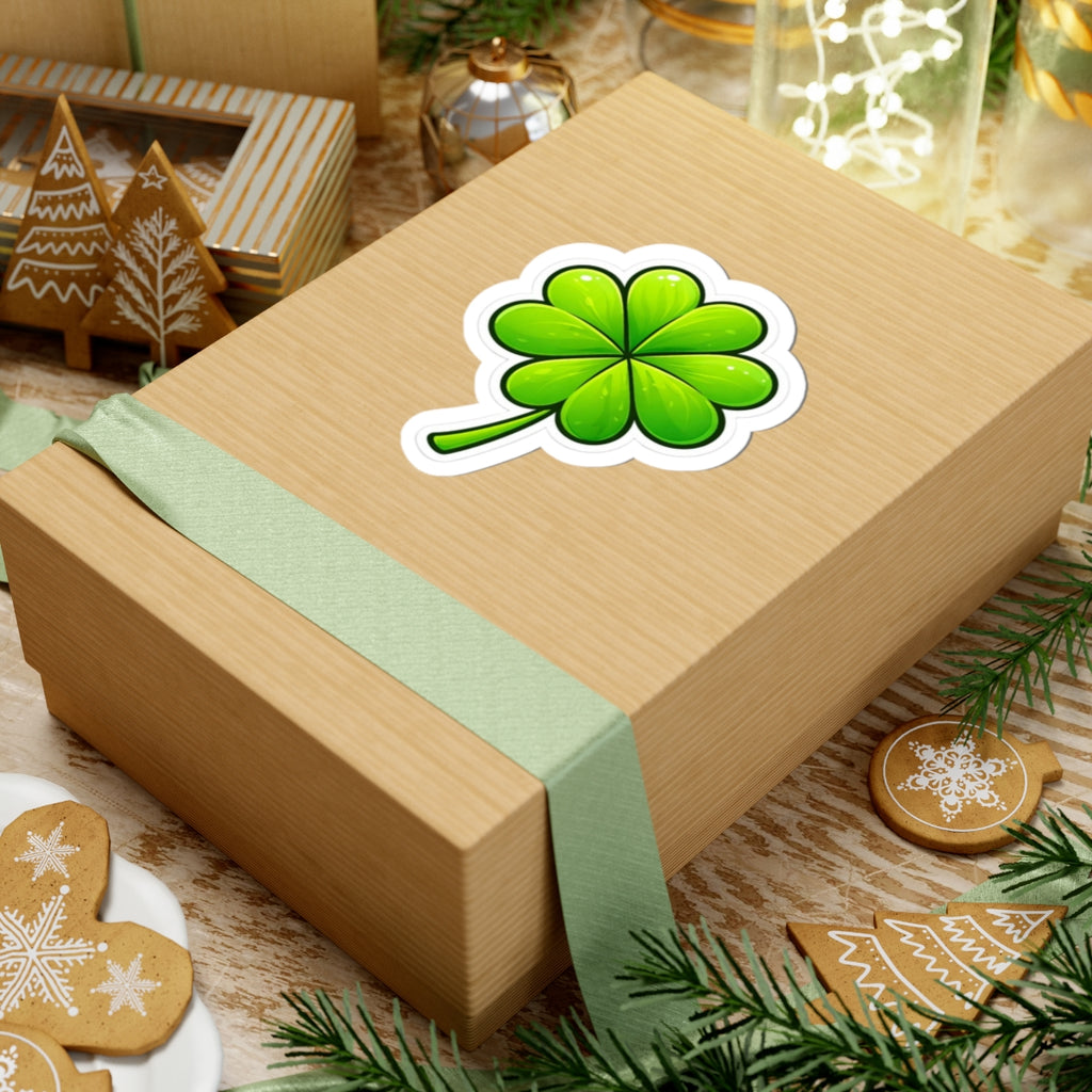 Lucky Four-Leaf Clover Kiss-Cut Sticker — St. Patrick’s Day Decal