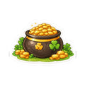 St. Patrick’s Pot of Gold Sticker — Kiss-Cut Lucky Clover Decal