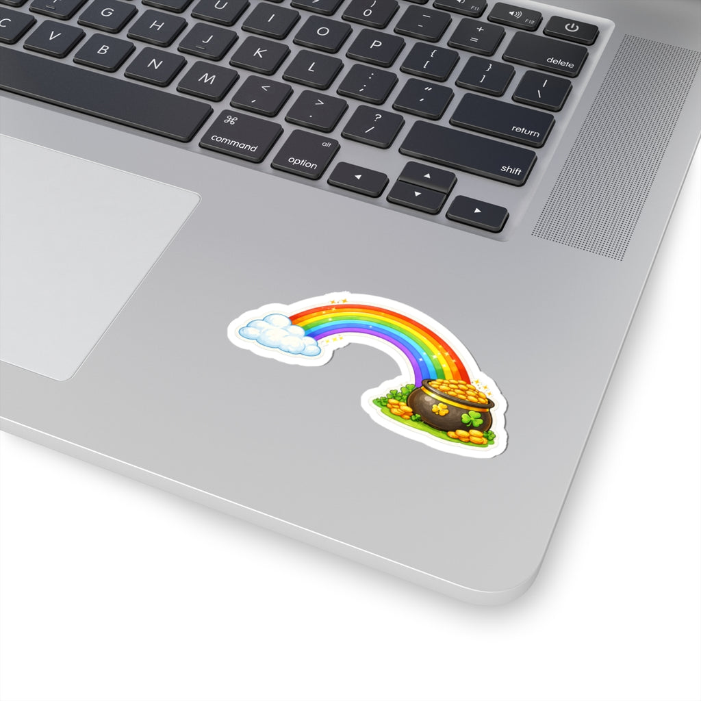 Rainbow to Pot of Gold Sticker — St. Patrick's Day Kiss-Cut Laptop Decal
