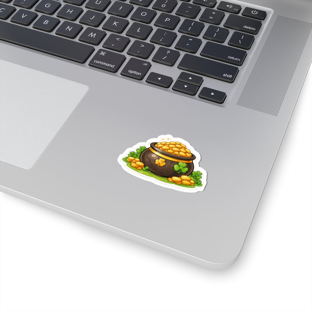 St. Patrick’s Pot of Gold Sticker — Kiss-Cut Lucky Clover Decal