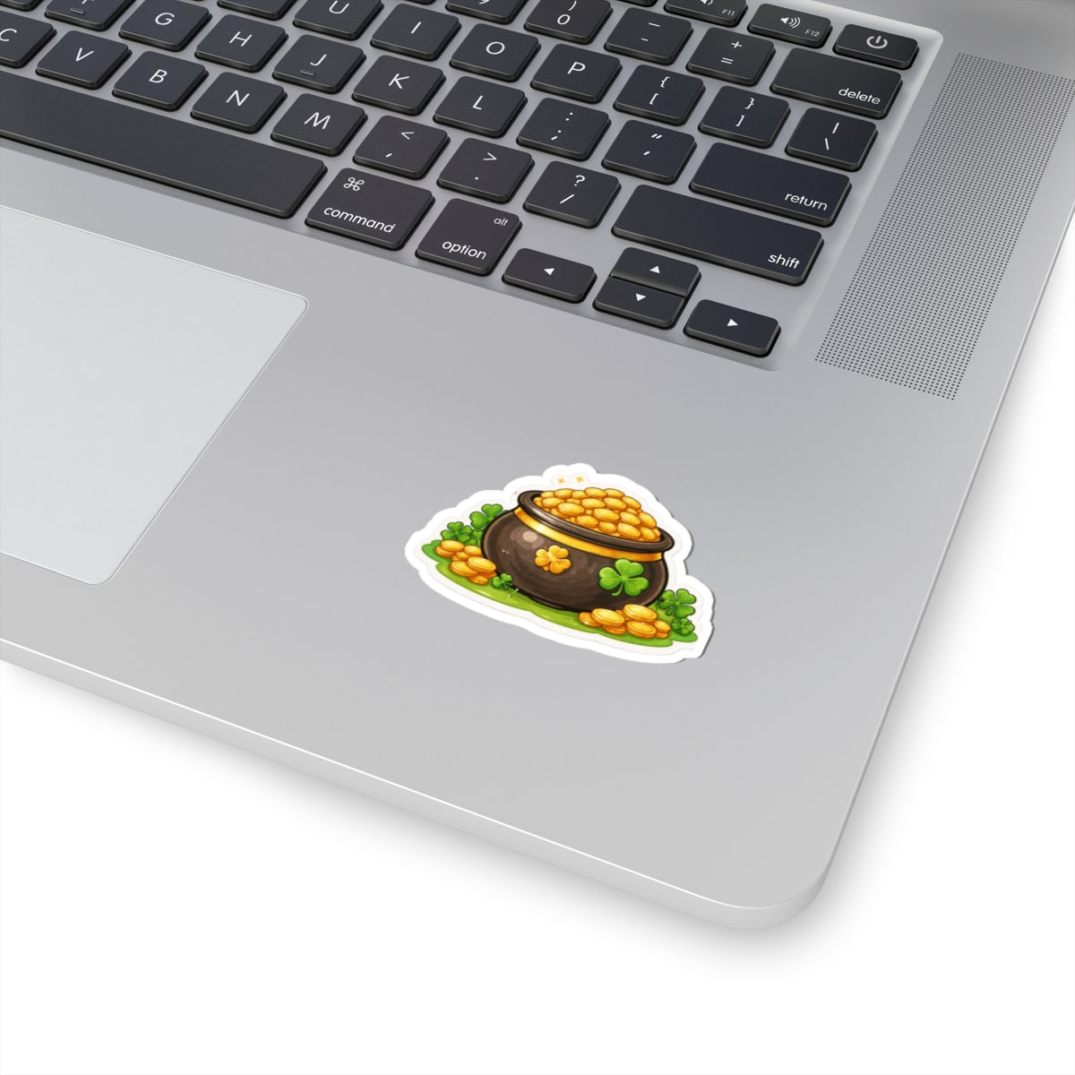 St. Patrick’s Pot of Gold Sticker — Kiss-Cut Lucky Clover Decal