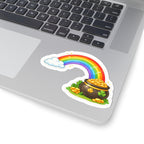 Pot of Gold Rainbow Sticker — St. Patrick's Day Kiss-Cut Decal