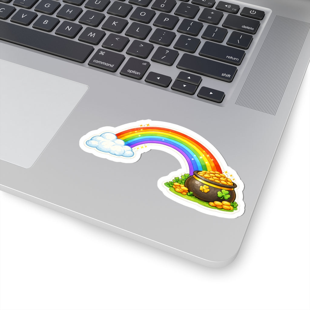 Rainbow to Pot of Gold Sticker — St. Patrick's Day Kiss-Cut Laptop Decal