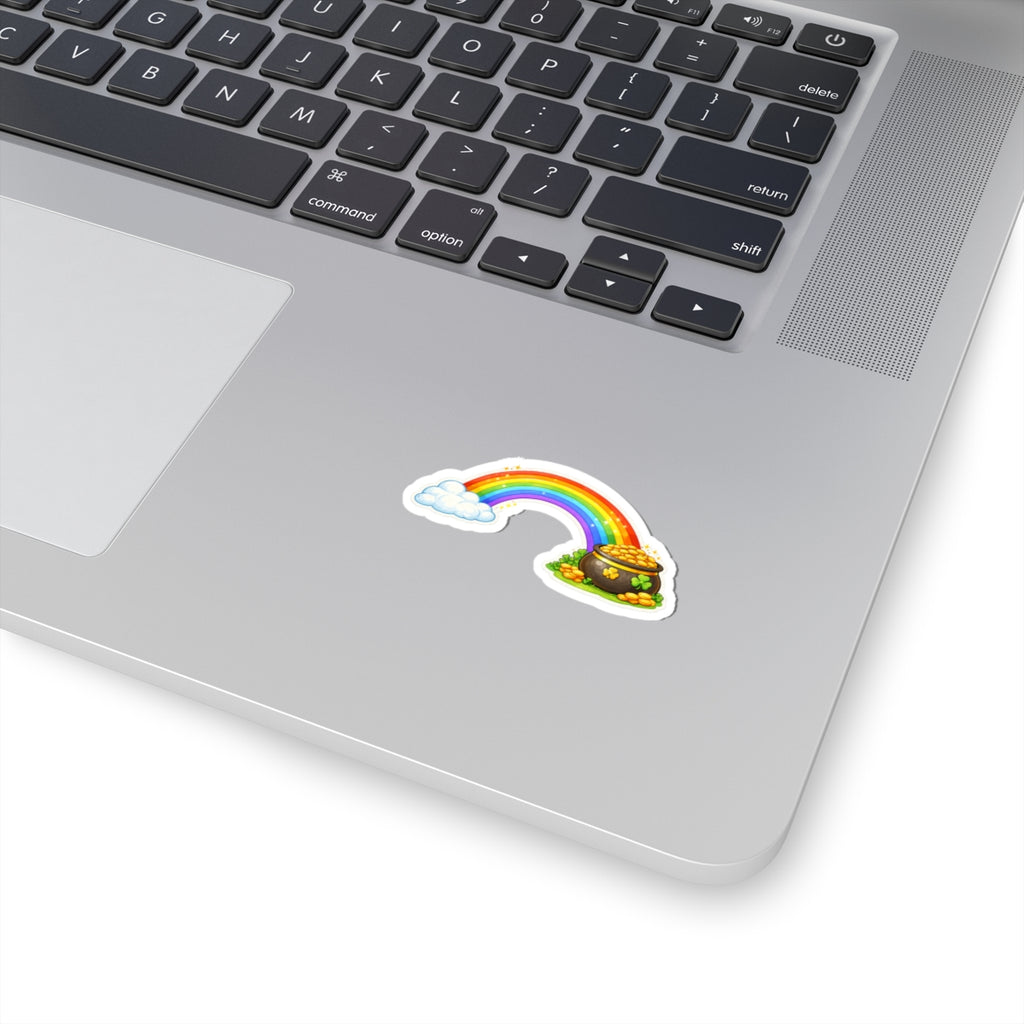 Rainbow to Pot of Gold Sticker — St. Patrick's Day Kiss-Cut Laptop Decal