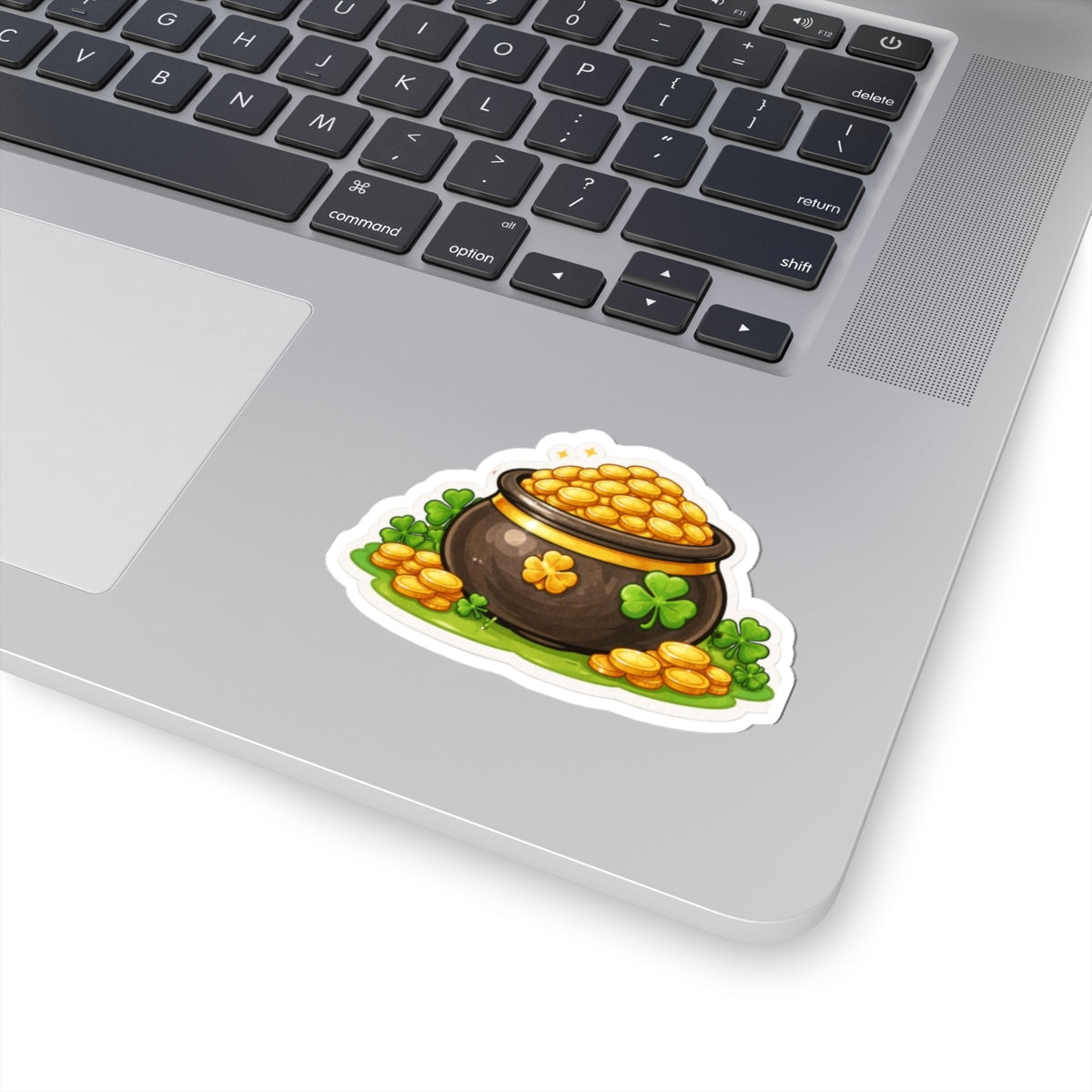 St. Patrick’s Pot of Gold Sticker — Kiss-Cut Lucky Clover Decal