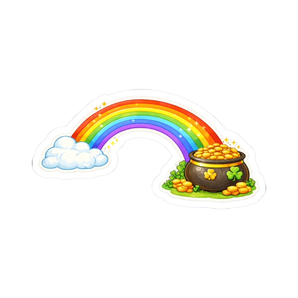 Rainbow to Pot of Gold Sticker — St. Patrick's Day Kiss-Cut Laptop Decal