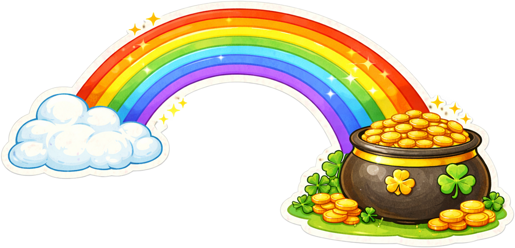 Rainbow & Pot of Gold — Premium Vinyl Decal