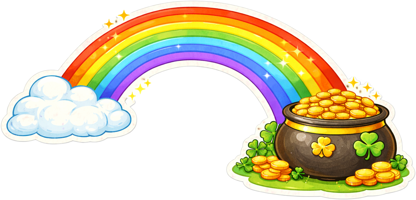 Rainbow & Pot of Gold — Premium Vinyl Decal